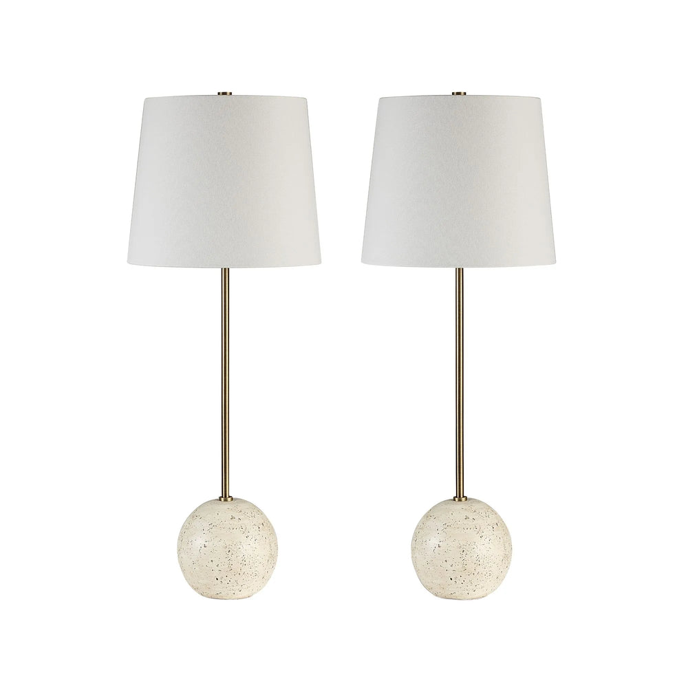 Dora Travertine Table Lamp (Set)