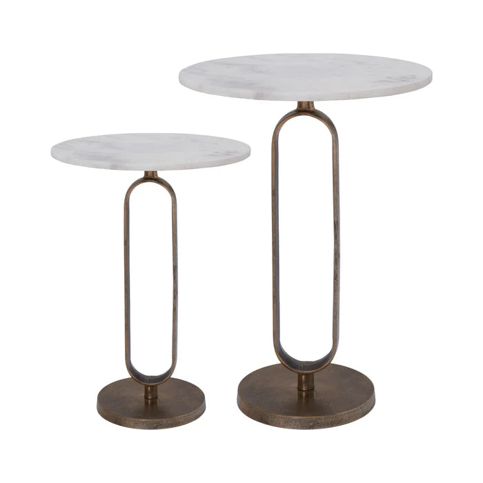 Lily Marble Accent End Table (Set of 2)