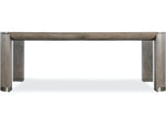 Rectangular dining table with a dark wood finish on a white background