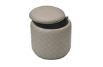 Beige woven storage basket with a lid on a white background