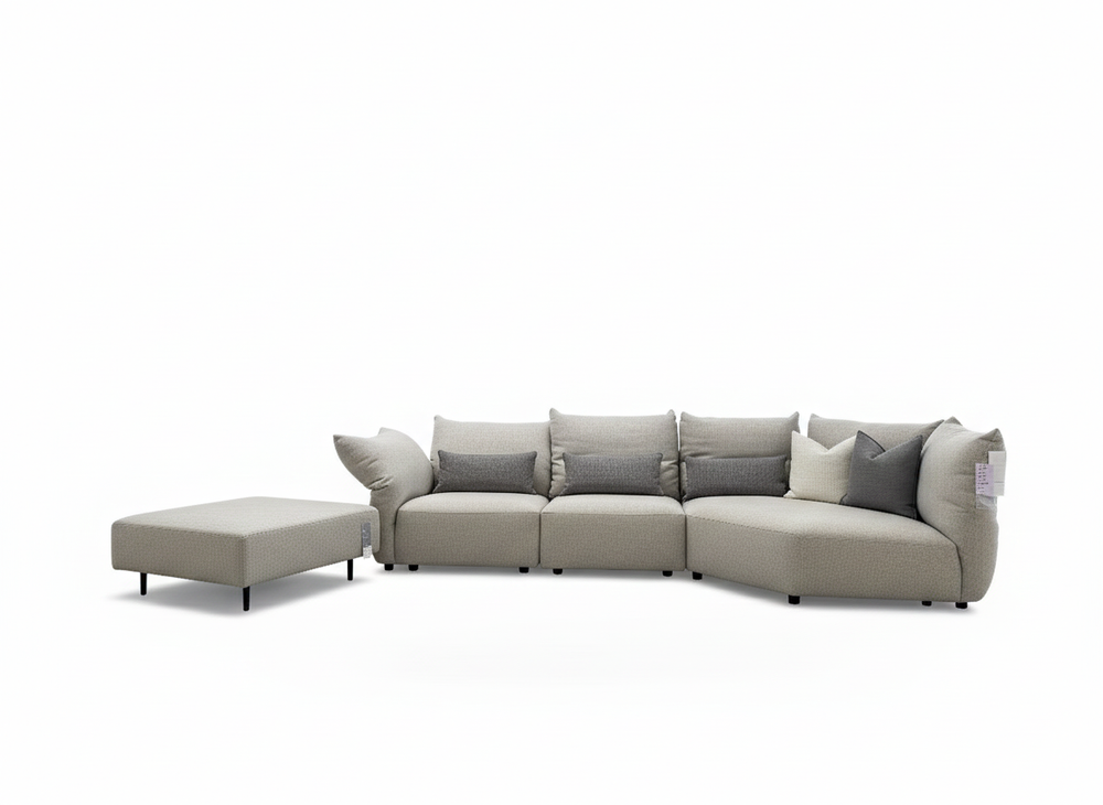 Gray sectional sofa on a white background