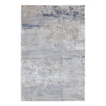 Textured area rug with abstract pattern on a white background