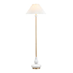 Floor lamp with pleated shade on a white background
