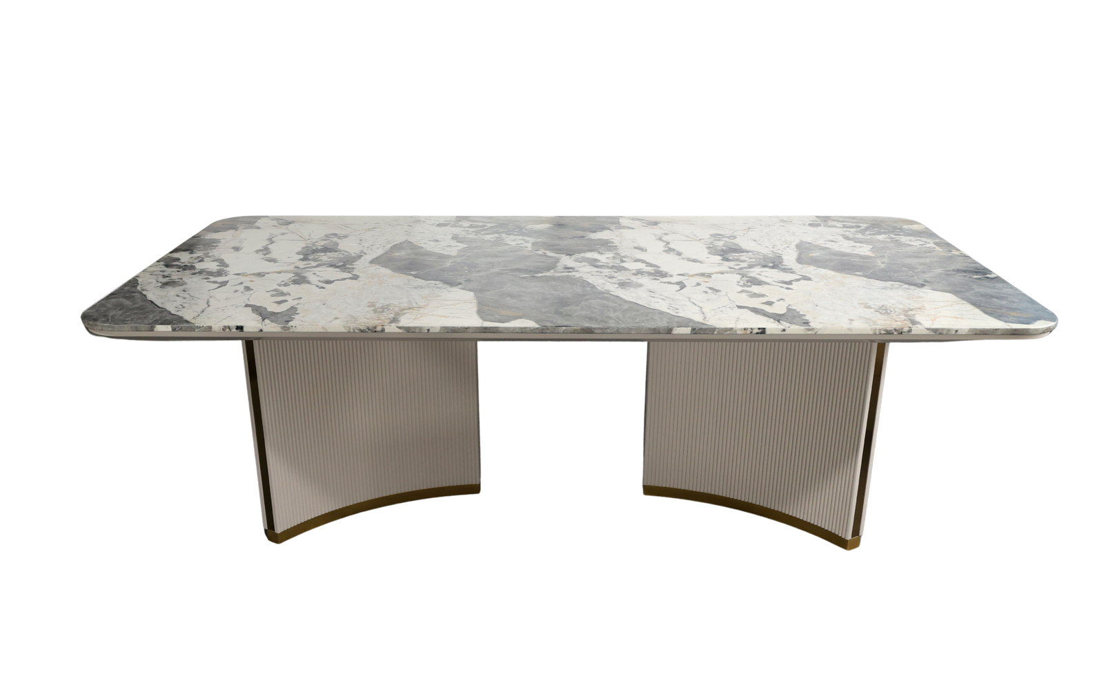 Marble-patterned table with a modern design on a white background