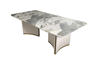 Marble-patterned table on a white background