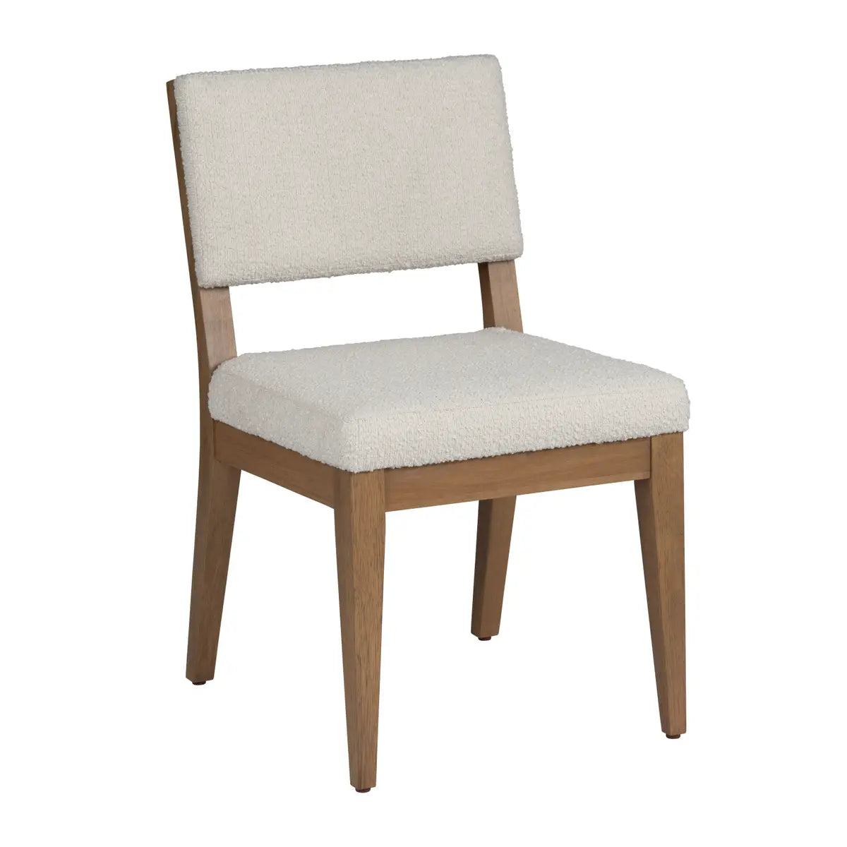 Chair with beige cushioned seat and backrest on a white background