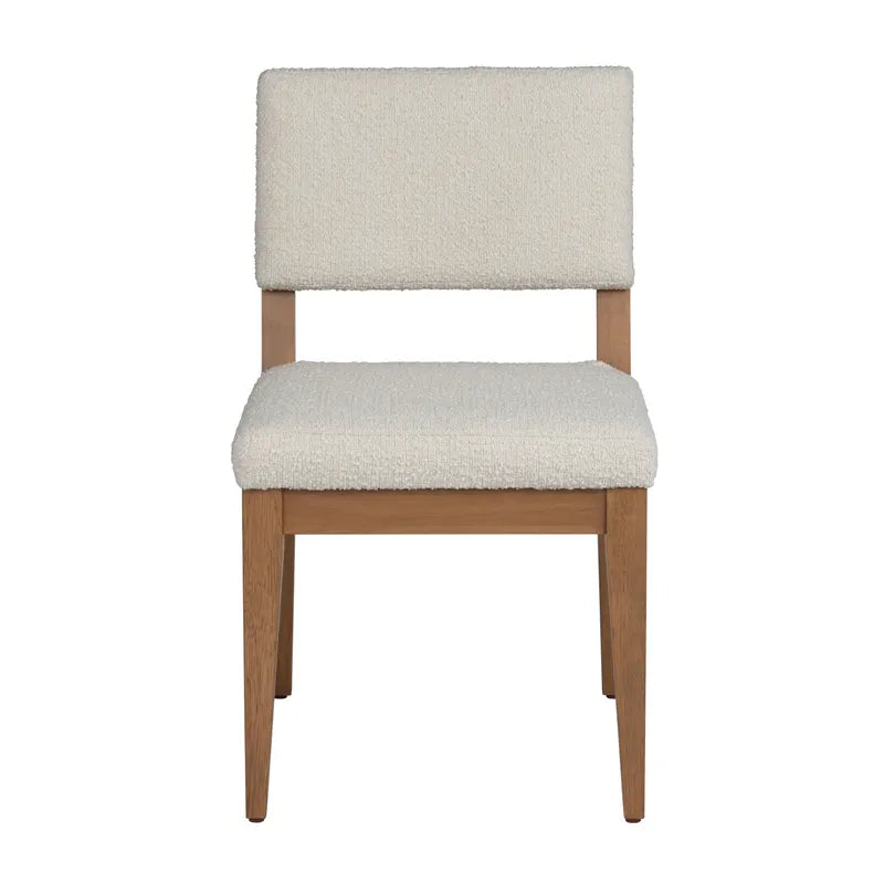Chair with beige cushioned seat and backrest on a white background