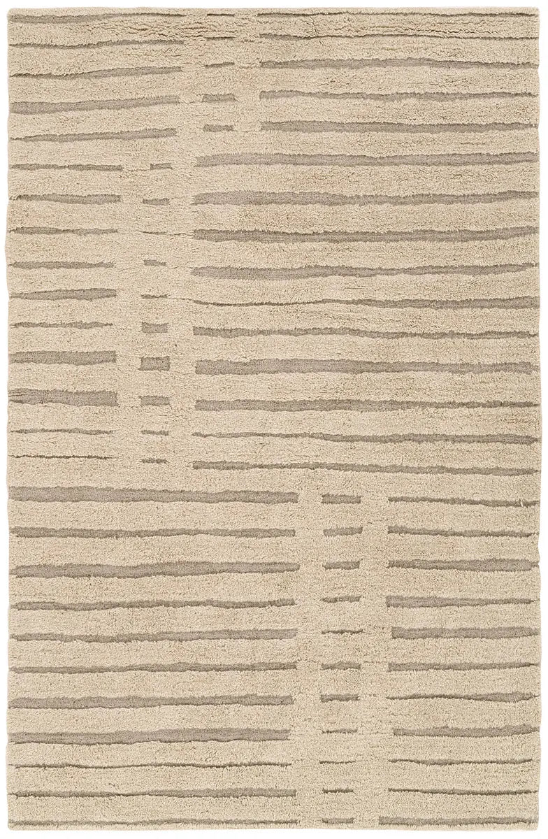 Beige rug with wavy line pattern