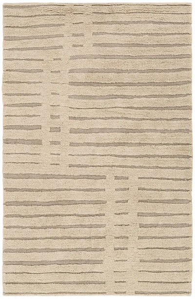 Beige rug with wavy line pattern