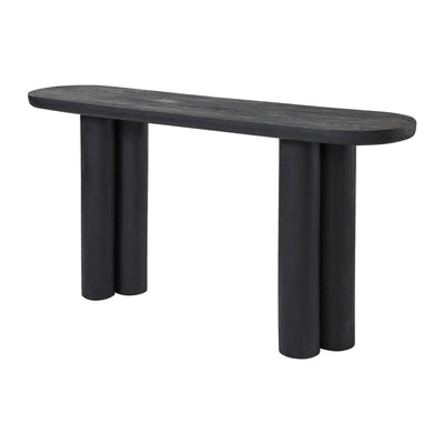 Black modern console table on a white background