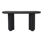 Black dining table with four legs on a white background
