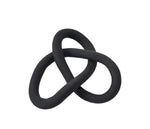 Black interlocking rings on a white background