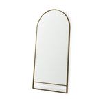 A full-length mirror with gold finished on a white background