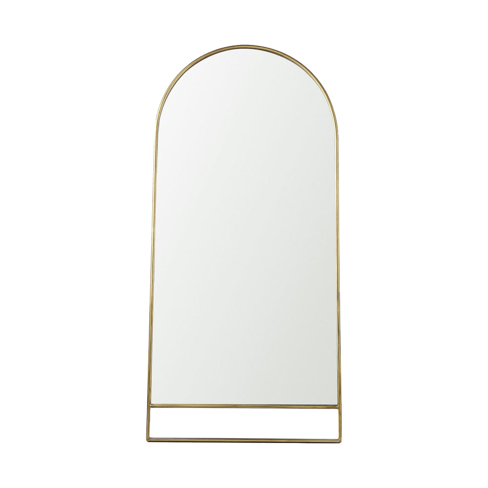 A full-length mirror with gold finished on a white background