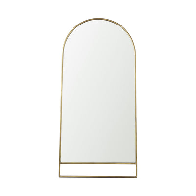 A full-length mirror with gold finished on a white background