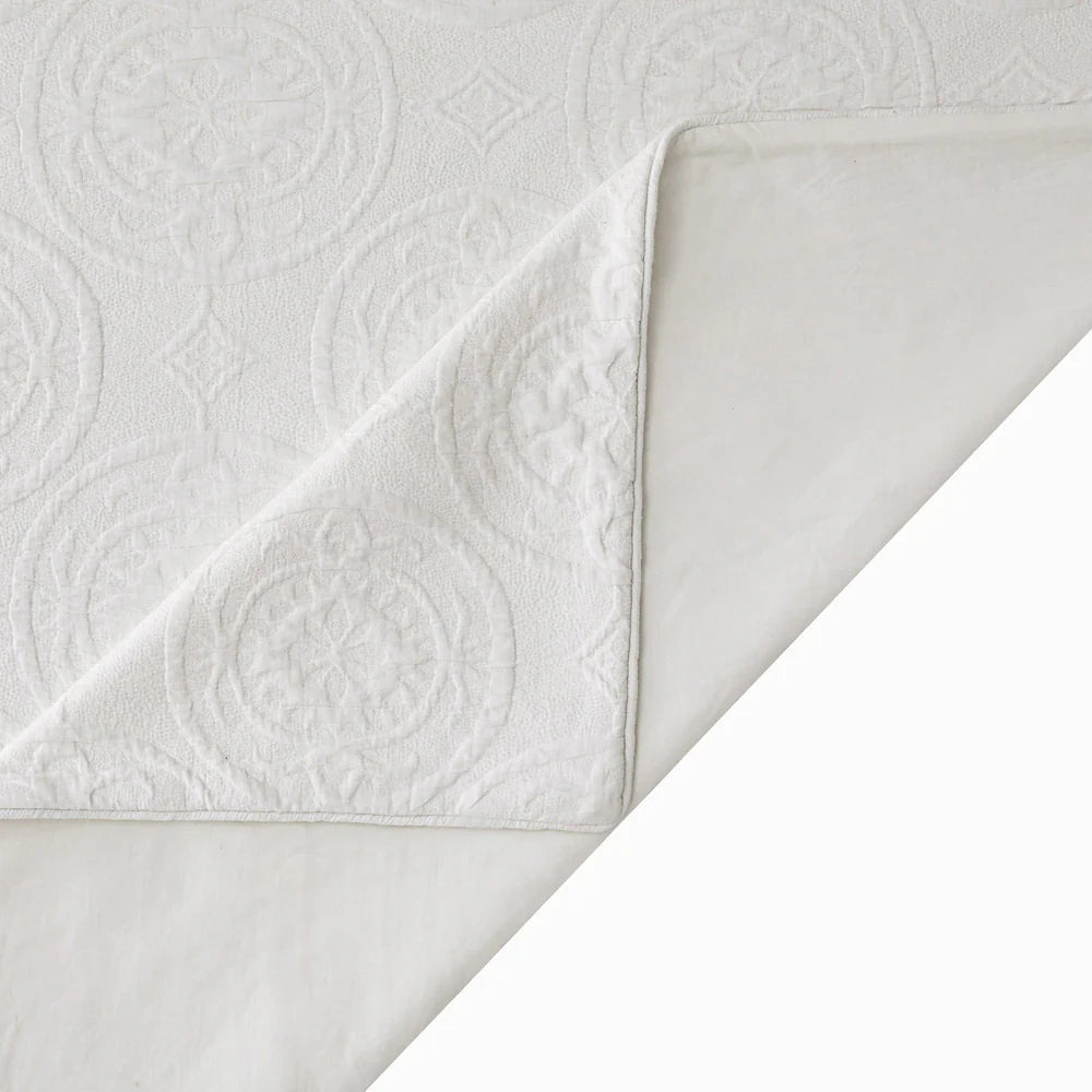 White textured fabric with a subtle pattern on a white background