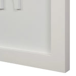 White cabinet corner with a smooth finish on a white background