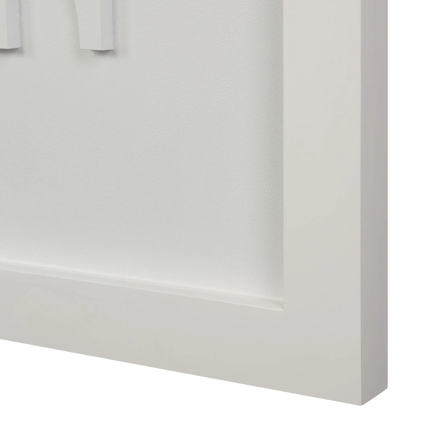 White cabinet corner with a smooth finish on a white background