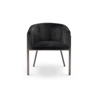 Black armchair with metal legs on a white background