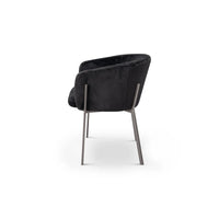 Black armchair with metal legs on a white background