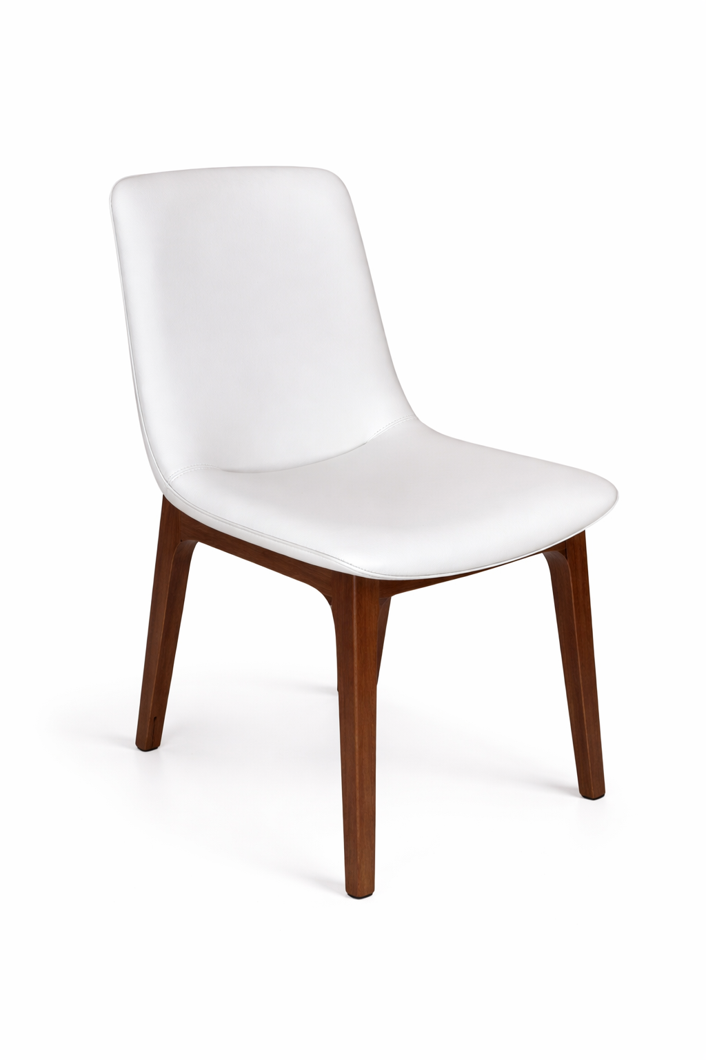 White chair with wooden legs on a white background