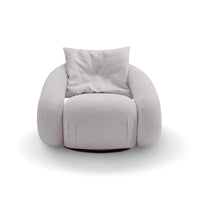 Gray bean bag chair with a pillow on a white background
