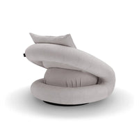 Modern gray chair with a unique design on a white background