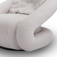 Close-up of a light gray textured chair on a white background