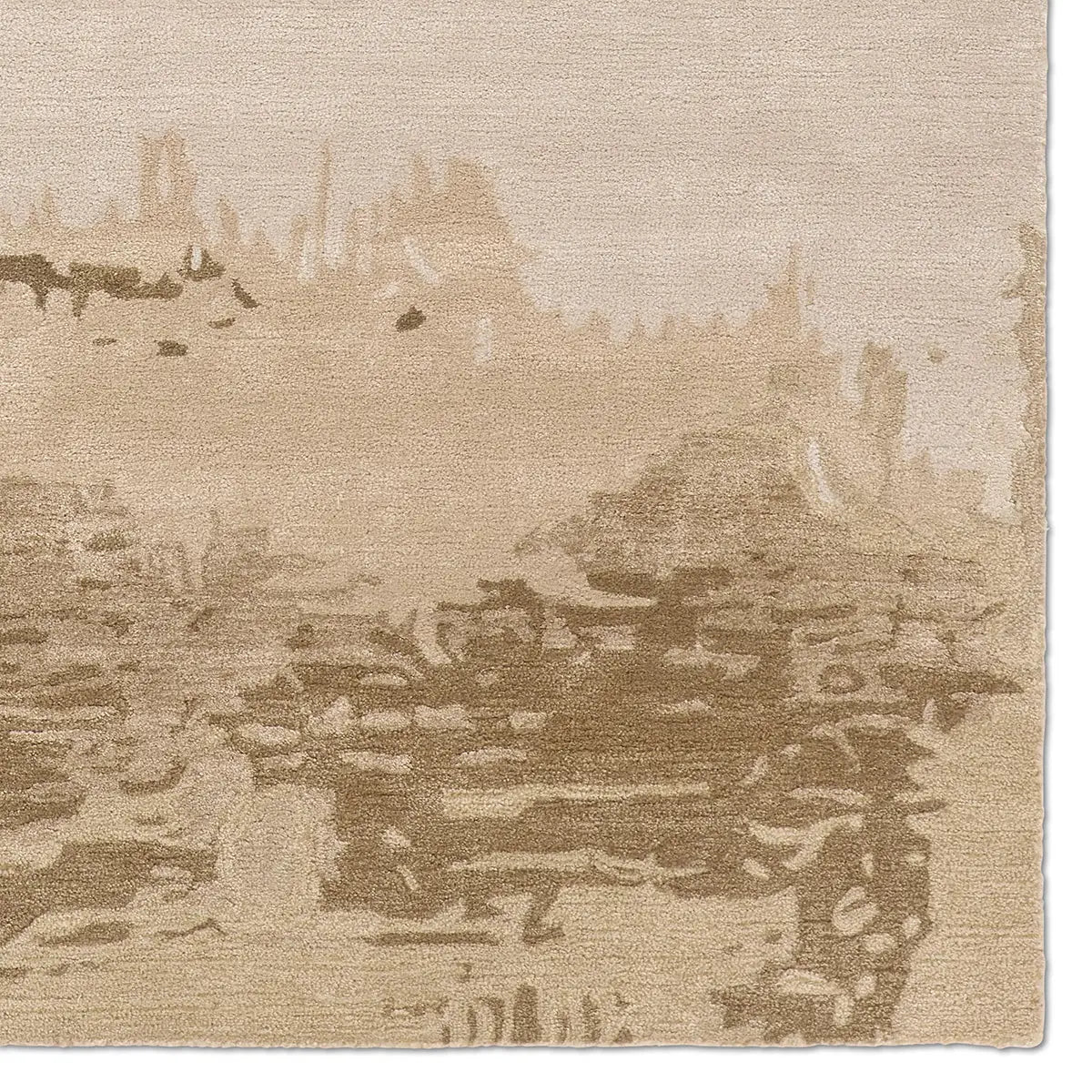 Textured beige rug with abstract pattern