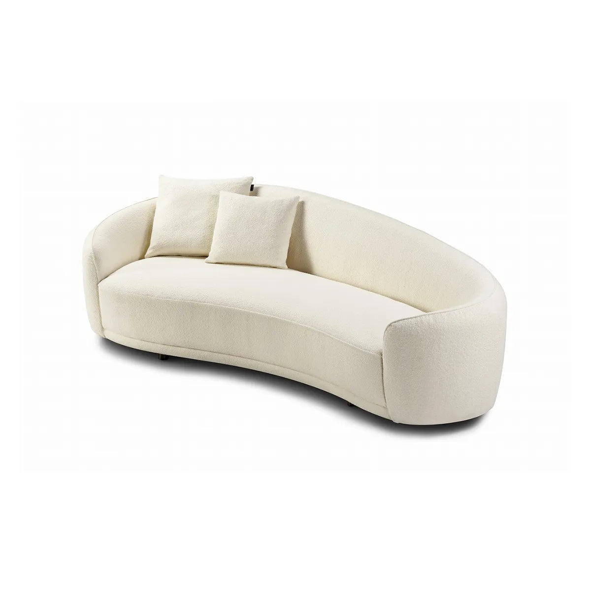 Beige sofa with two cushions on a white background