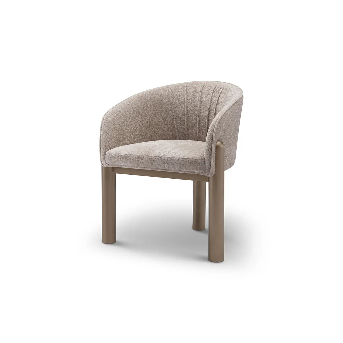 Beige armchair with wooden legs on a white background