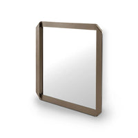Rectangular mirror with a bronze frame on a white background