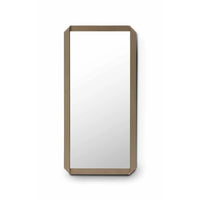 Rectangular mirror with a wooden frame on a white background