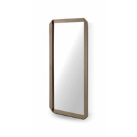 Rectangular mirror with a bronze frame on a white background