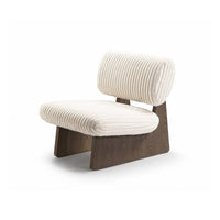 Modern chair with white cushioned seat and backrest on a white background