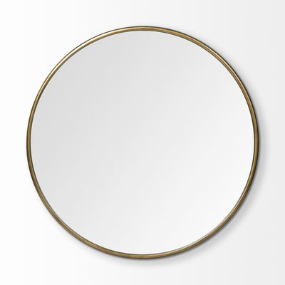 A 47-inch round mirror with a gold antique finish frame.