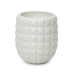 A beige 24-inch planter made of fiberglass with a textured indoor/outdoor design.