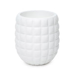 A white 24-inch planter made of fiberglass with a textured indoor/outdoor design.