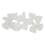 A collection of white, biscuit-shaped MDF wall accents arranged in a decorative pattern.