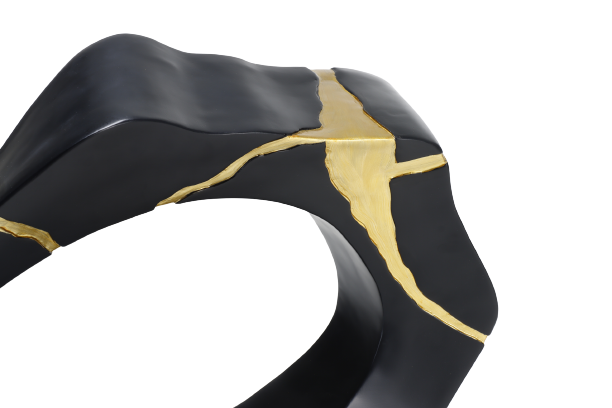 Black and gold statue decor object (B)