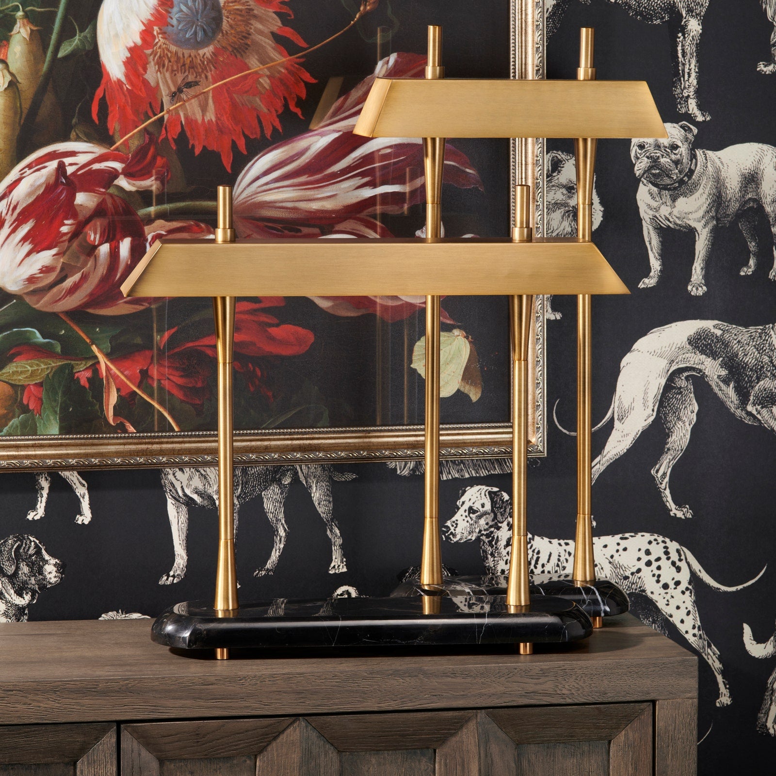 Brass & Black Marble Table Lamp