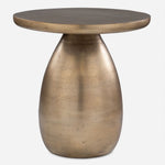 Bronze side table with a round top on a white background