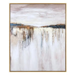 Abstract art painting with a gold frame on a white background