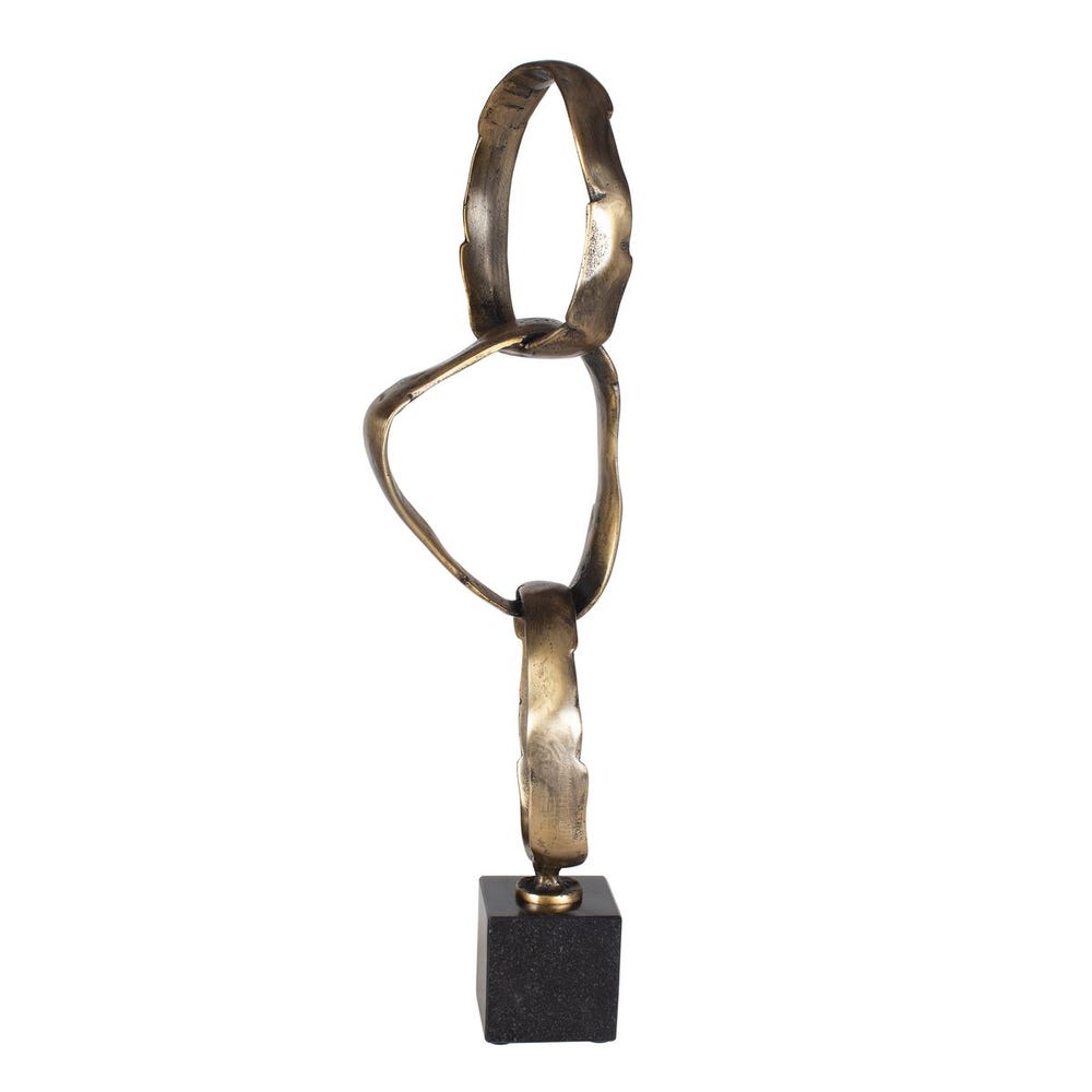 Abstract bronze sculpture on a white background