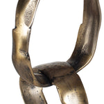 Close-up of a bronze chain link on a white background