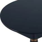 Round black table with a white background