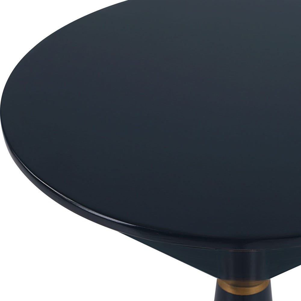 Round black table with a white background