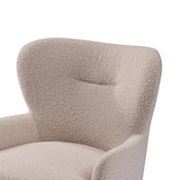 Close-up of a textured beige armchair on a white background