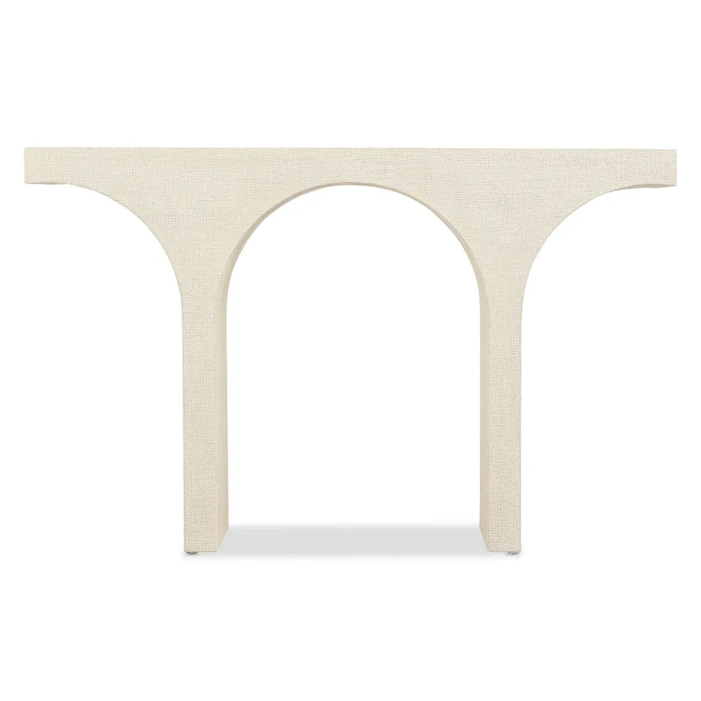 Beige arch-shaped stool on a white background