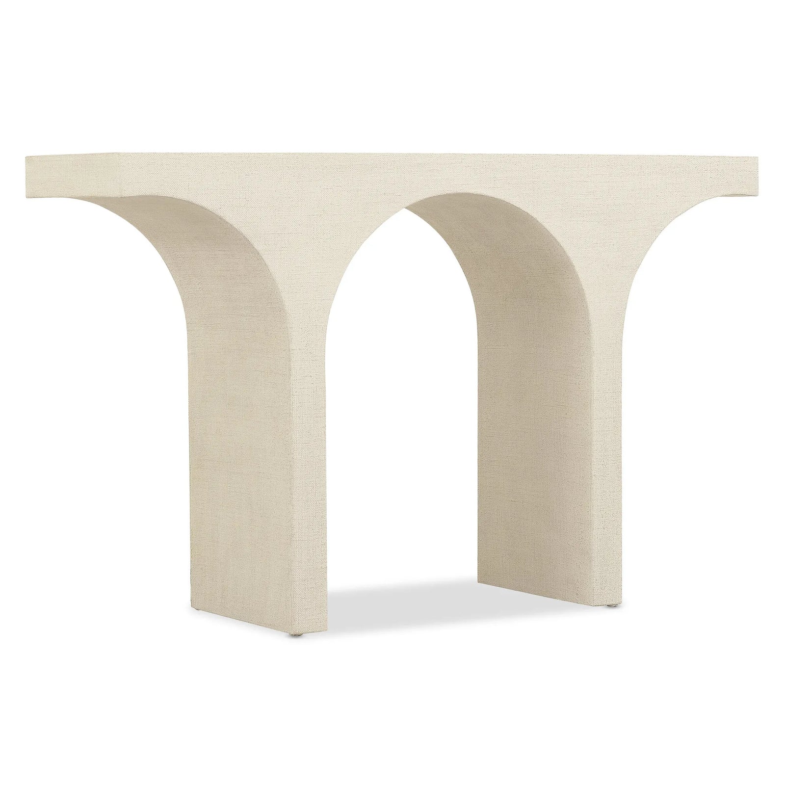 Beige arch-shaped table on a white background